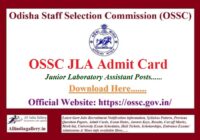 OSSC Junior Laboratory Assistant Admit Card