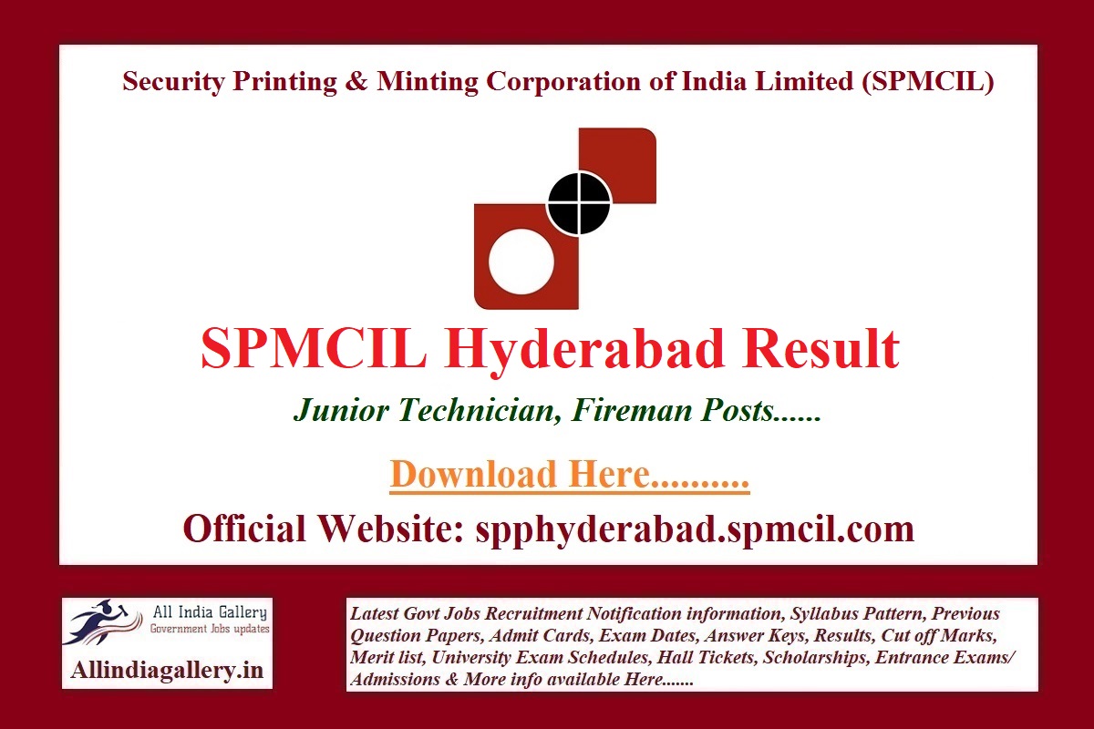 SPMCIL Hyderabad Junior Technician Result