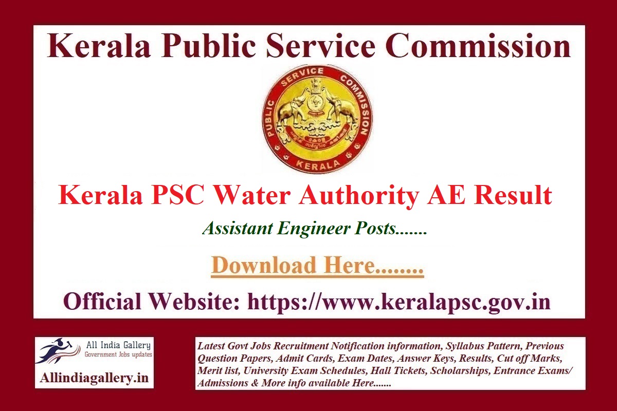 Kerala PSC Water Authority AE Result