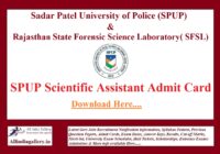 SPUP Scientific Assistant Admit Card