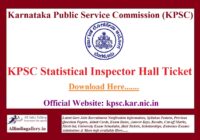 KPSC Statistical Inspector Hall Ticket