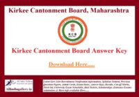 Kirkee Cantonment Board Answer Key