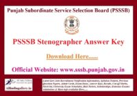 PSSSB Stenographer Answer Key