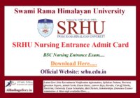 SRHU BSC Nursing Entrance Admit Card