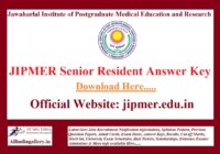 JIPMER Senior Resident Answer Key