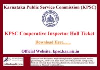 KPSC Cooperative Inspector Hall Ticket