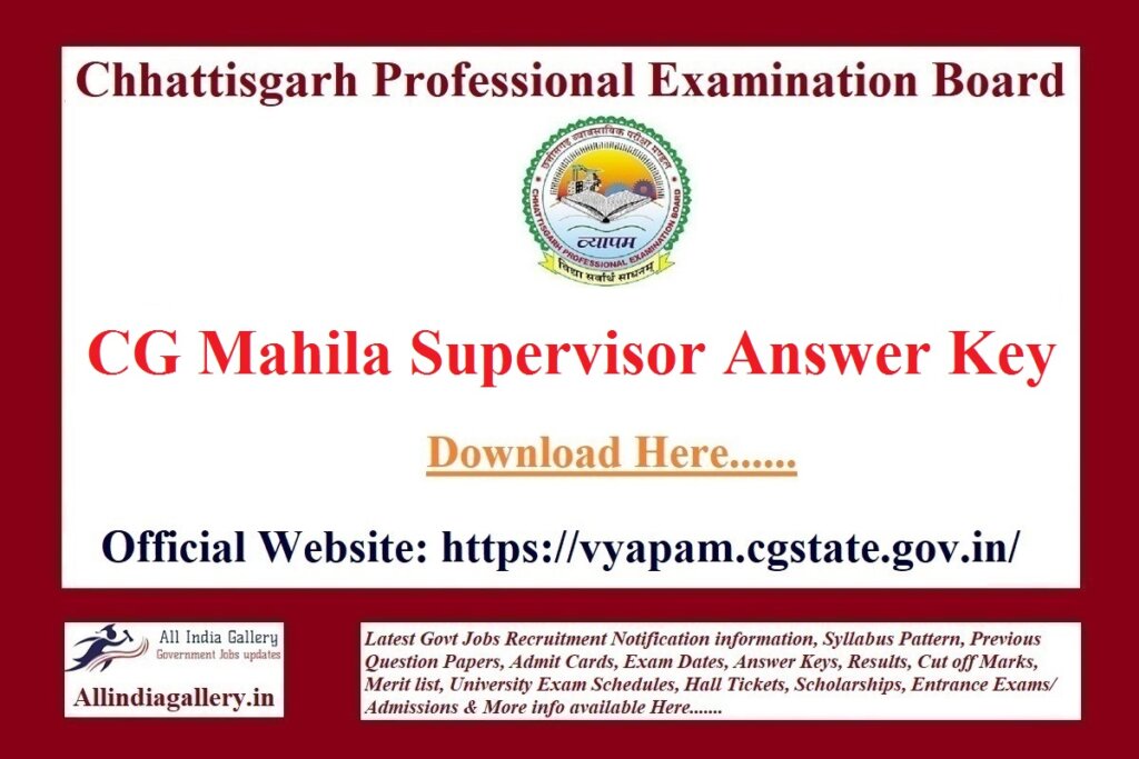 CG Mahila Supervisor Answer Key