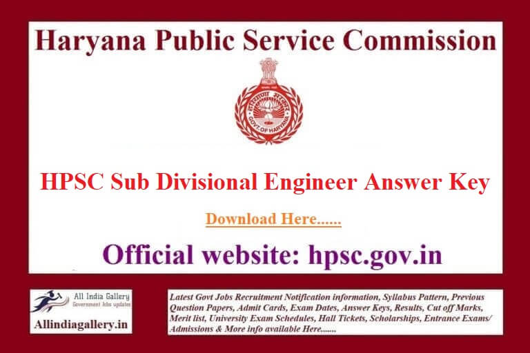 HPSC Sub Divisional Engineer Answer Key
