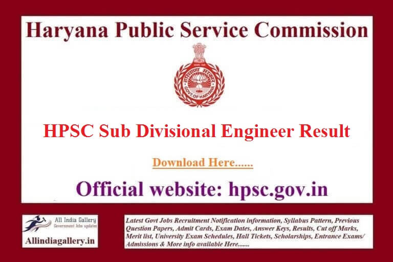 HPSC Sub Divisional Engineer Result