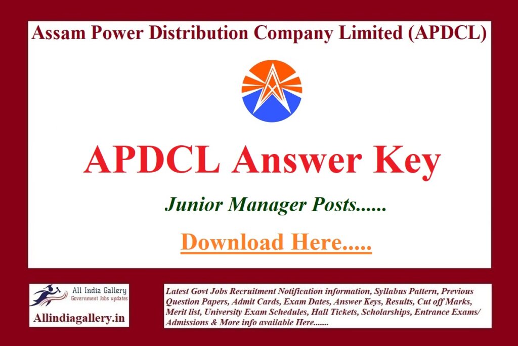 APDCL Junior Manager Answer Key
