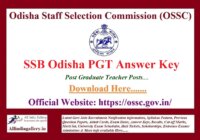 SSB Odisha PGT Answer Key