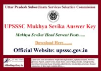 UPSSSC Mukhya Sevika Answer Key