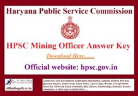 HPSC Mining Officer Answer Key
