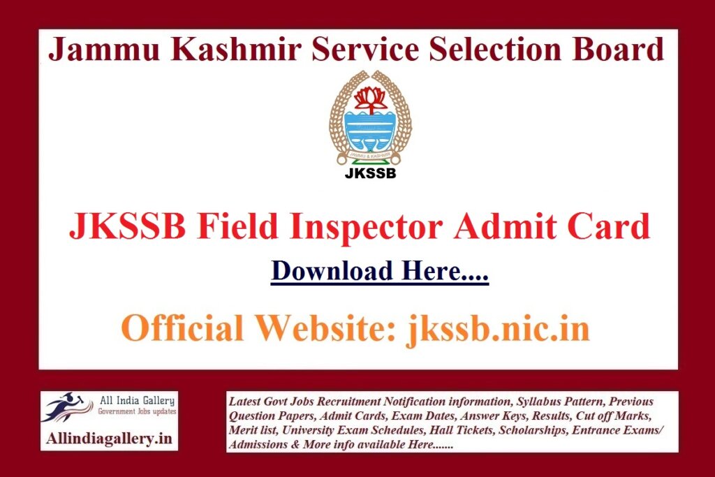 JKSSB Field Inspector Admit Card