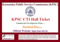 KPSC Commercial Tax Inspector Hall Ticket