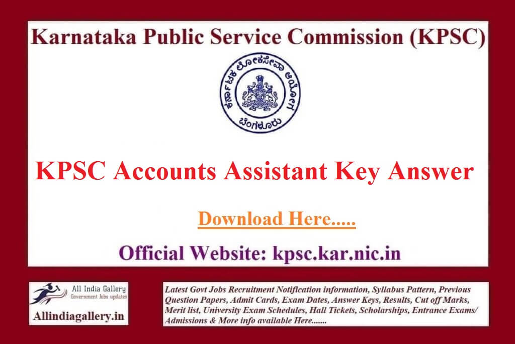 KPSC Accounts Assistant Key Answer