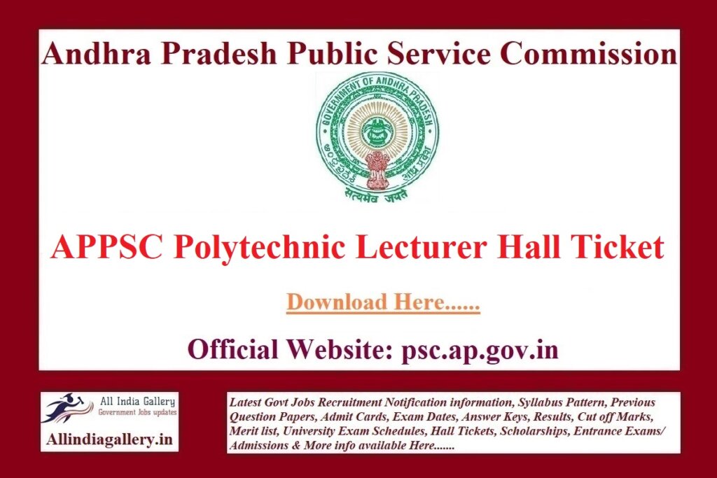 APPSC Polytechnic Lecturer Hall Ticket