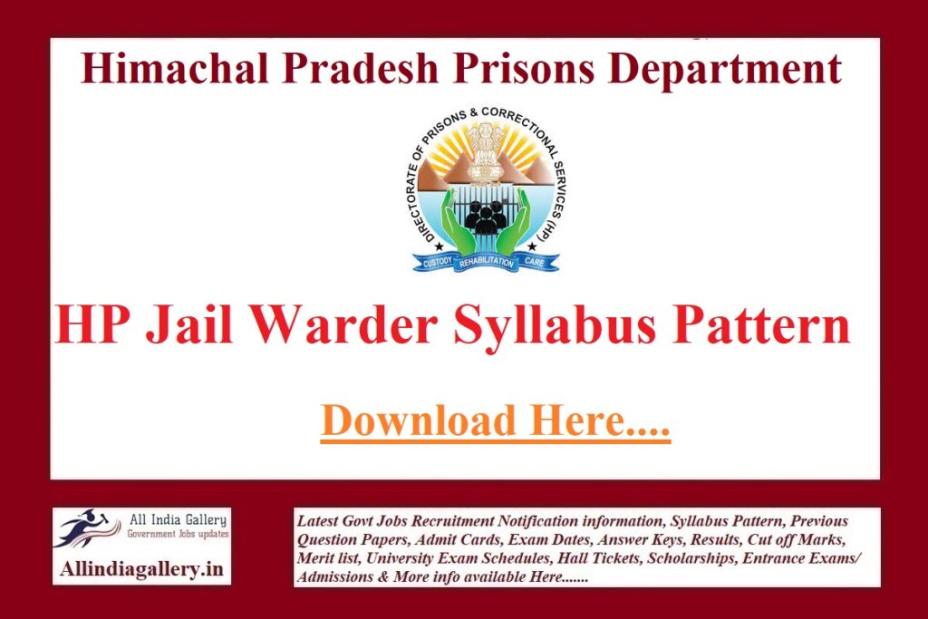 HP Jail Warder Syllabus Pattern