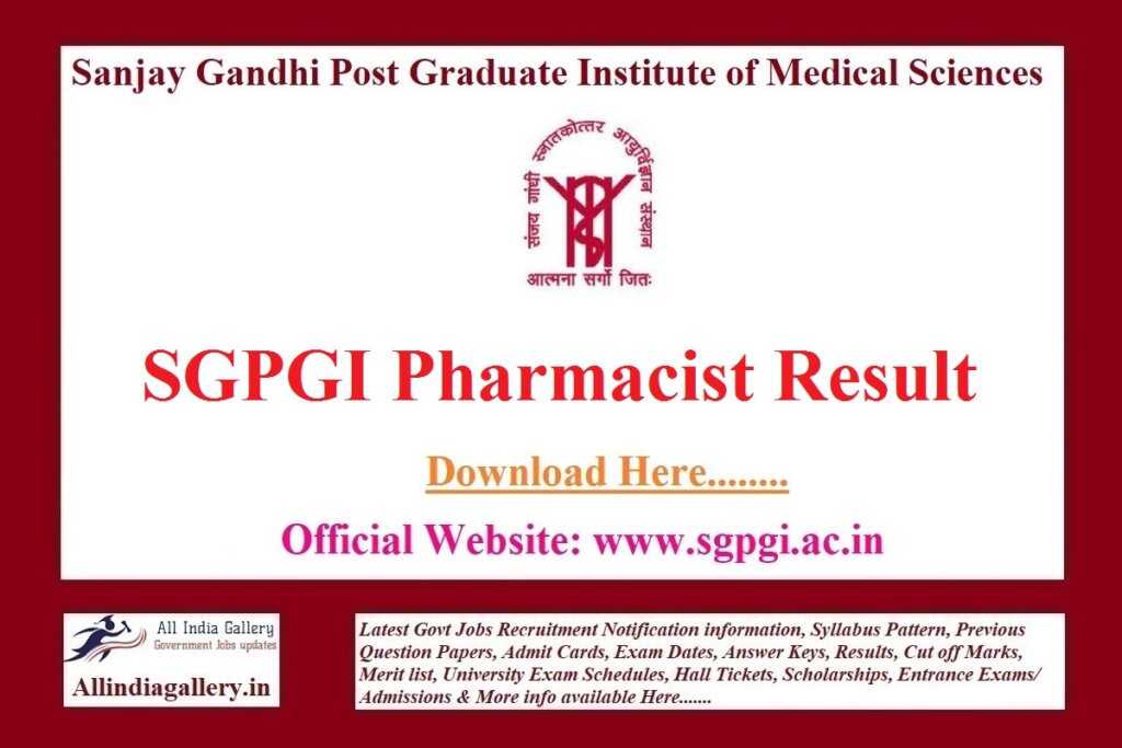 SGPGI Pharmacist Result