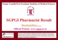SGPGI Pharmacist Result
