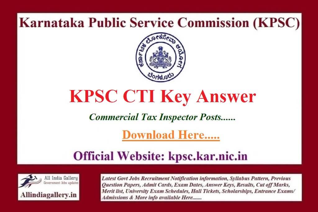 KPSC Commercial Tax Inspector Key Answer