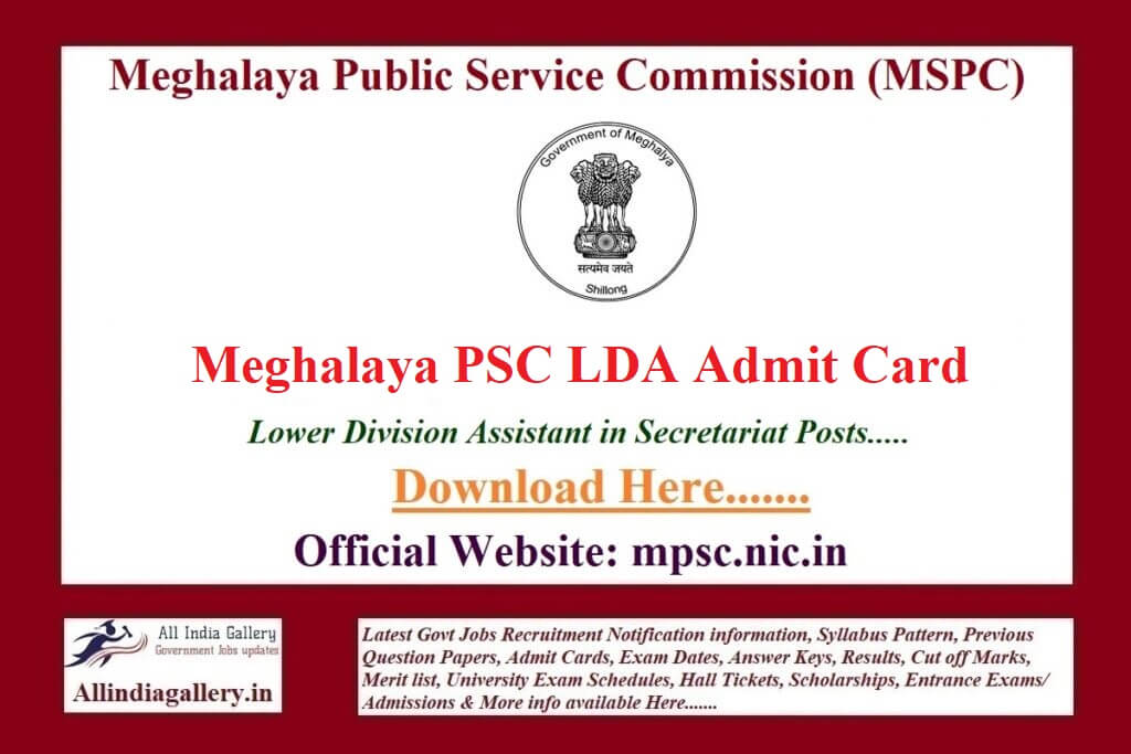 Meghalaya PSC LDA Admit Card