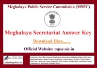 Meghalaya Secretariat Answer Key