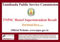 TNPSC Hostel Superintendent Result
