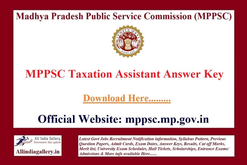 MPPSC Taxation Assistant Answer Key